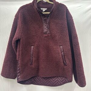 Athleta Maroon Cozy Sherpa Snap Sweatshirt